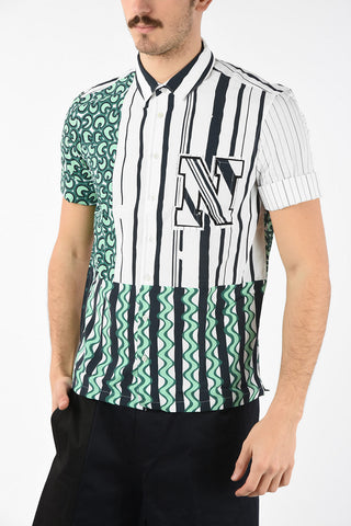 Camicia Straight Fit Stripe con Collo Francese