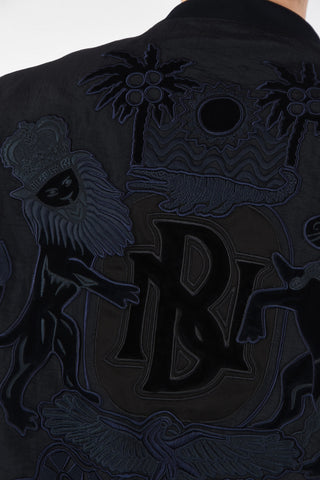 Oversized Utility Bomber with Back Monogram Embroidered
