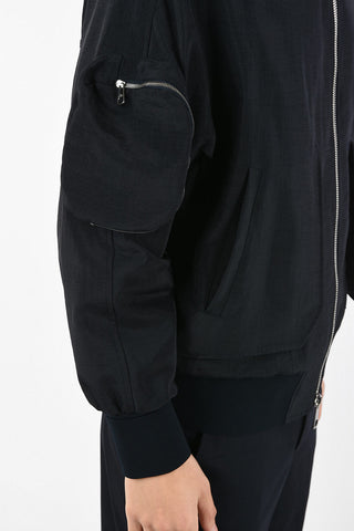 Oversized Utility Bomber with Back Monogram Embroidered