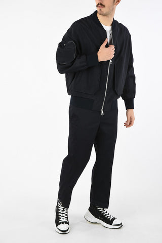Oversized Utility Bomber with Back Monogram Embroidered
