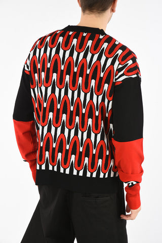 Optical Deep V Neck Dropped Shoulder Fit Sweater