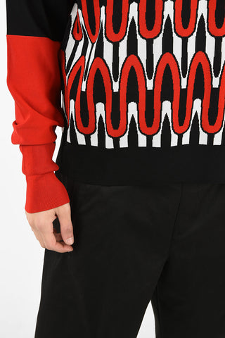 Optical Deep V Neck Dropped Shoulder Fit Sweater