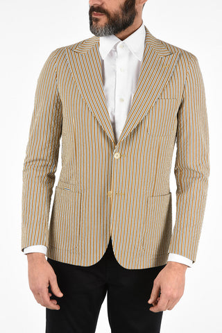 CC COLLECTION unbalanced striped REWARD side vents peak lapel 2-button blazer drop 7R