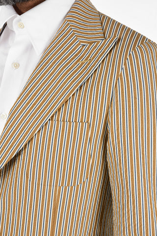 CC COLLECTION unbalanced striped REWARD side vents peak lapel 2-button blazer drop 7R