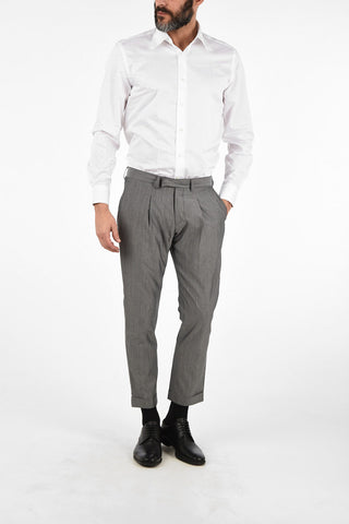 CC COLLECTION Mid-rise waist double pleat cuffed hem RESET trousers