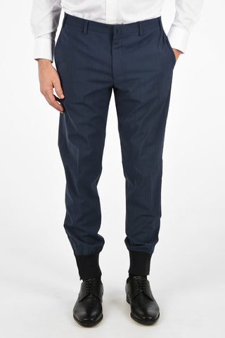 Stretch Virgin Wool Pants with Ankle Zip
