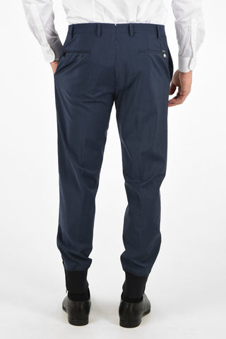 Stretch Virgin Wool Pants with Ankle Zip
