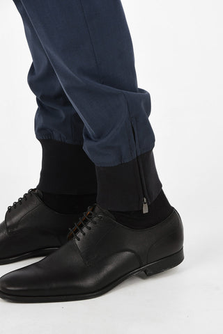 Stretch Virgin Wool Pants with Ankle Zip