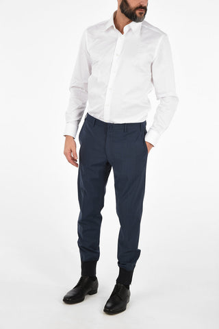 Stretch Virgin Wool Pants with Ankle Zip