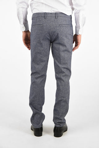 ID pantalone a una pince NIGEL STRE plain herringbone in lino e cotone