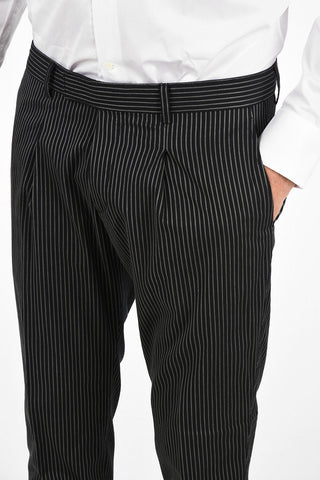 CC COLLECTION pinstriped RESET single pleat cuffed hem trousers