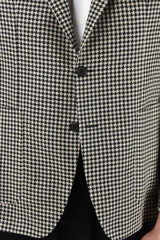 houndstooth 2-button blazer
