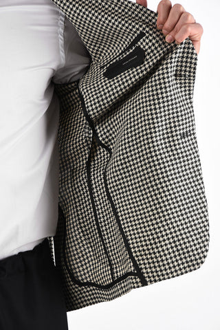 houndstooth 2-button blazer