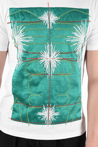 T-Shirt Girocollo in Cotone con Ricami In Seta 