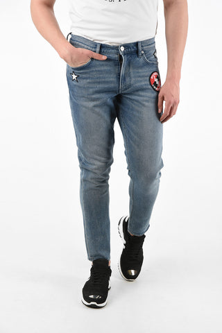 slim fit jeans with Applied Patches