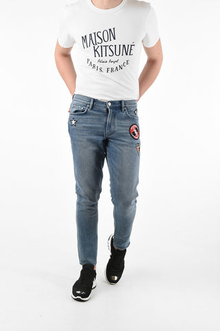 slim fit jeans with Applied Patches