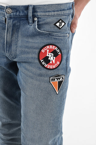 slim fit jeans with Applied Patches