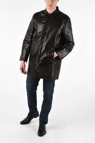 Soft Leather Reversible Trench with Zip Closure 