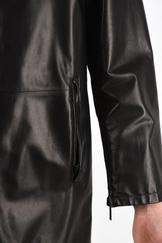 Soft Leather Reversible Trench with Zip Closure 