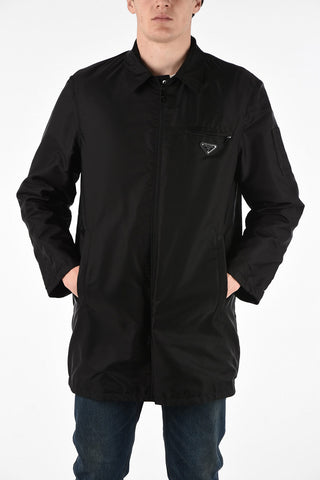 Soft Leather Reversible Trench with Zip Closure 