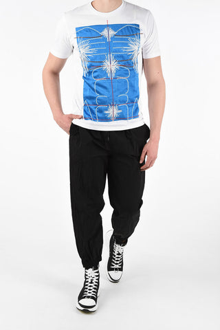 Cotton Crew-Neck T-Shirt with Silk Embroidery