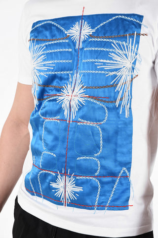 Cotton Crew-Neck T-Shirt with Silk Embroidery