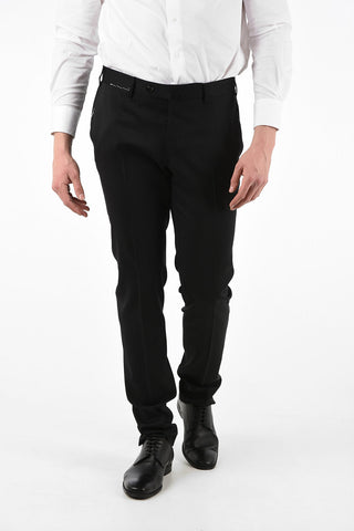 pantalone ad orlo dritto in lana super 100's Super Slim Fit