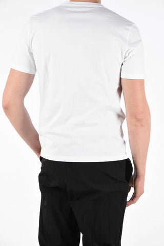 T-Shirt Girocollo in Cotone con Ricami In Seta 