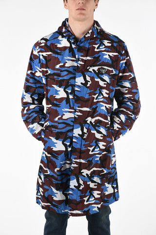 Camouflage PIUMA Trench with Hood and Snap Button