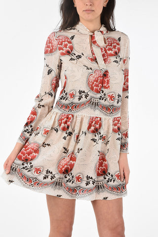 Mini Dress in Seta Floreale con Fiocco 