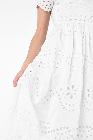 Cotton Floral Embroidered Summer Dress with Petticoat