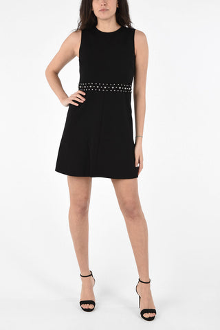 A-Line Dress with Floral Waist Application 