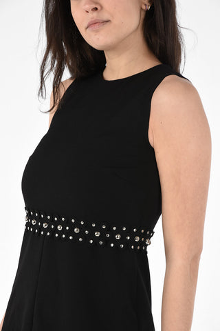 A-Line Dress with Floral Waist Application 