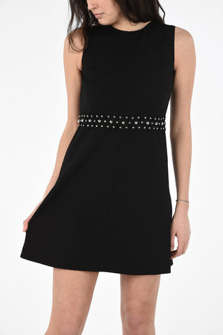 A-Line Dress with Floral Waist Application 