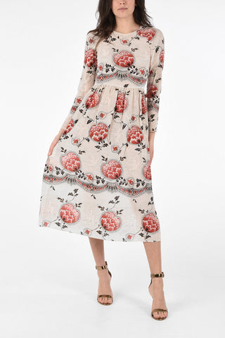 Printed Silk Long Sleeve Dress