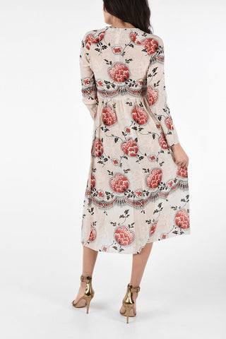 Printed Silk Long Sleeve Dress