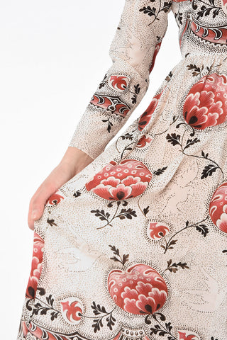 Printed Silk Long Sleeve Dress