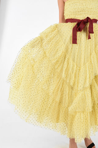 Tulle Flounced Dress with Jewel Details