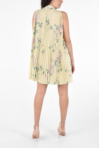 Floral Print Sleeveless Mini Dress with Bow Neck