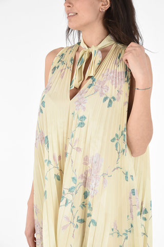 Floral Print Sleeveless Mini Dress with Bow Neck