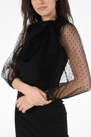 Mini Dress with Polka Dot Tulle Applications
