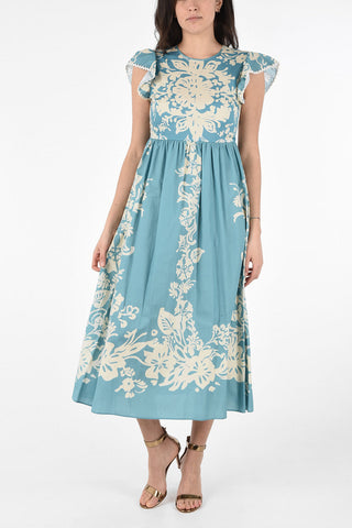 Cotton Floral Print Dress with Back Neckline