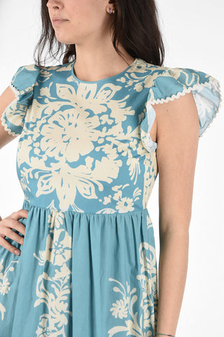 Cotton Floral Print Dress with Back Neckline