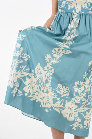Cotton Floral Print Dress with Back Neckline