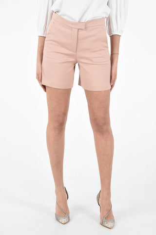 Stretch Cotton High Waist Shorts with Hidden Closure 
