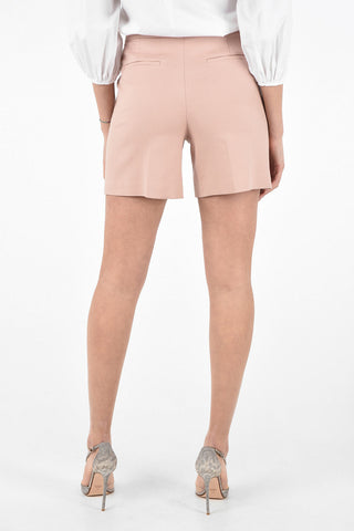 Stretch Cotton High Waist Shorts with Hidden Closure 