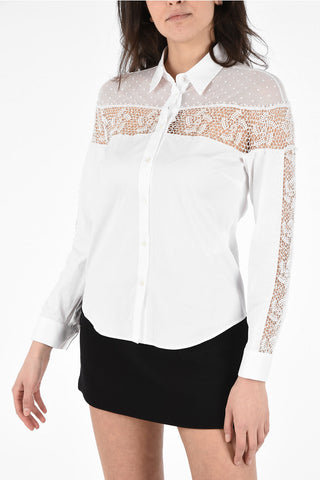 Spread Collar Shirt with Lace Trimmings