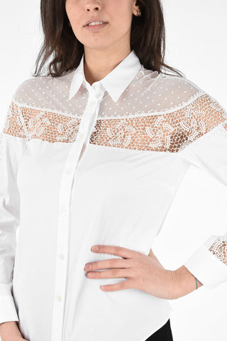 Spread Collar Shirt with Lace Trimmings