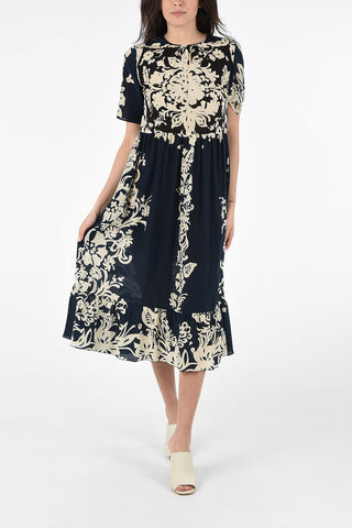 Silk Floral Print Dress