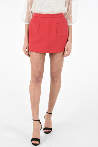 Fabric Mini-Skirt with Floral Patch Pockets 